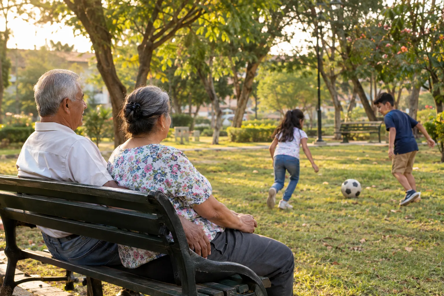 Pareja de adultos mayores en un parque